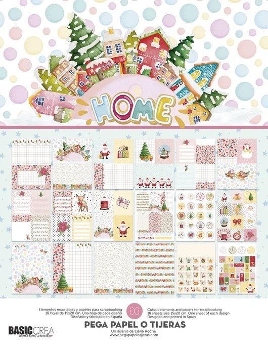 Bloc 18 hojas de 15x20 cm. Elementos recortables para scrapbooking. HOME