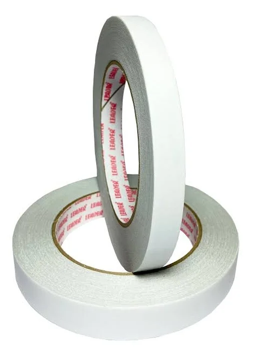 Cinta adhesiva doble cara de pl&aacute;stico Leader 12mm x 33 M